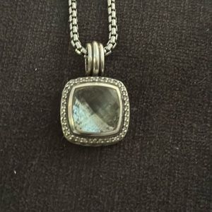 Preowned David Yurman parsiolite/diamond sterling silver pendant, 18 in chain